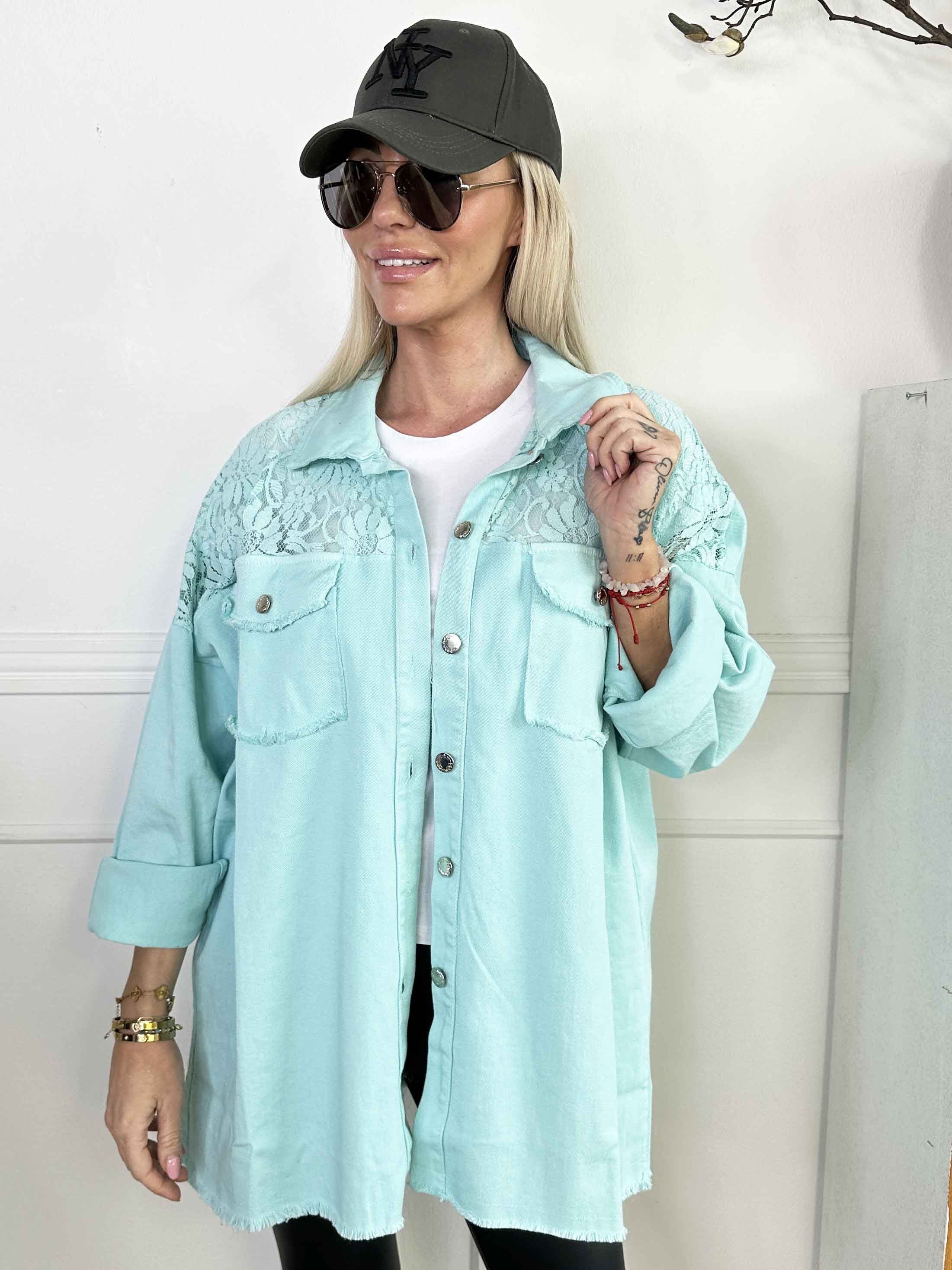 Scarlett - Jeansjacka med axlar av spets